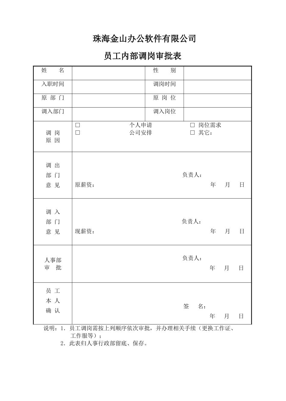 员工内部调岗审批表.doc_第1页