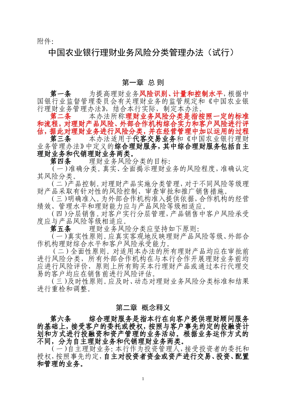 中国农业银行理财业务风险管理办法(试行).doc_第1页