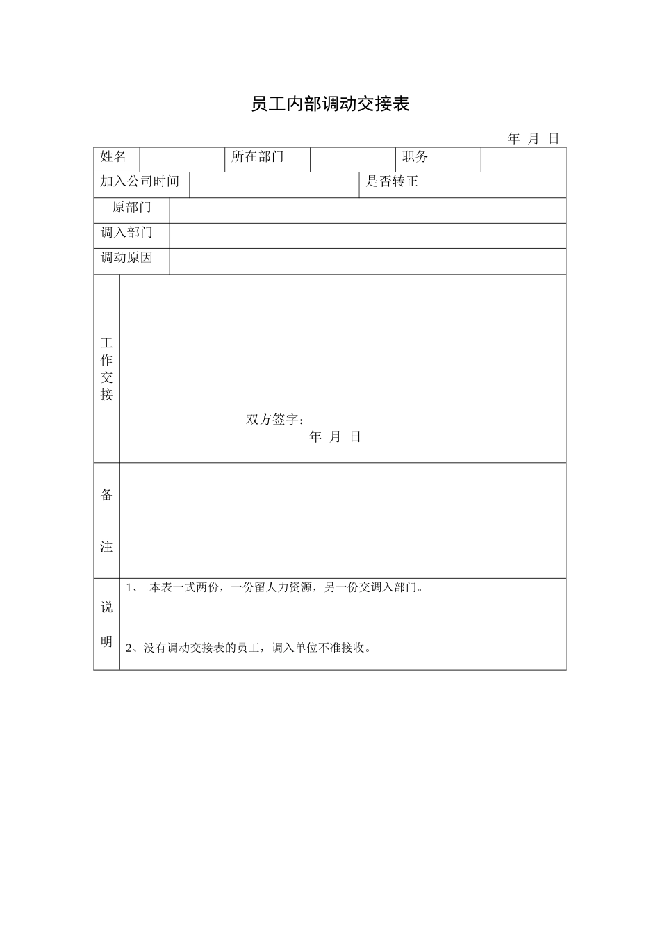 员工内部调动审批表(含交接表).doc_第2页