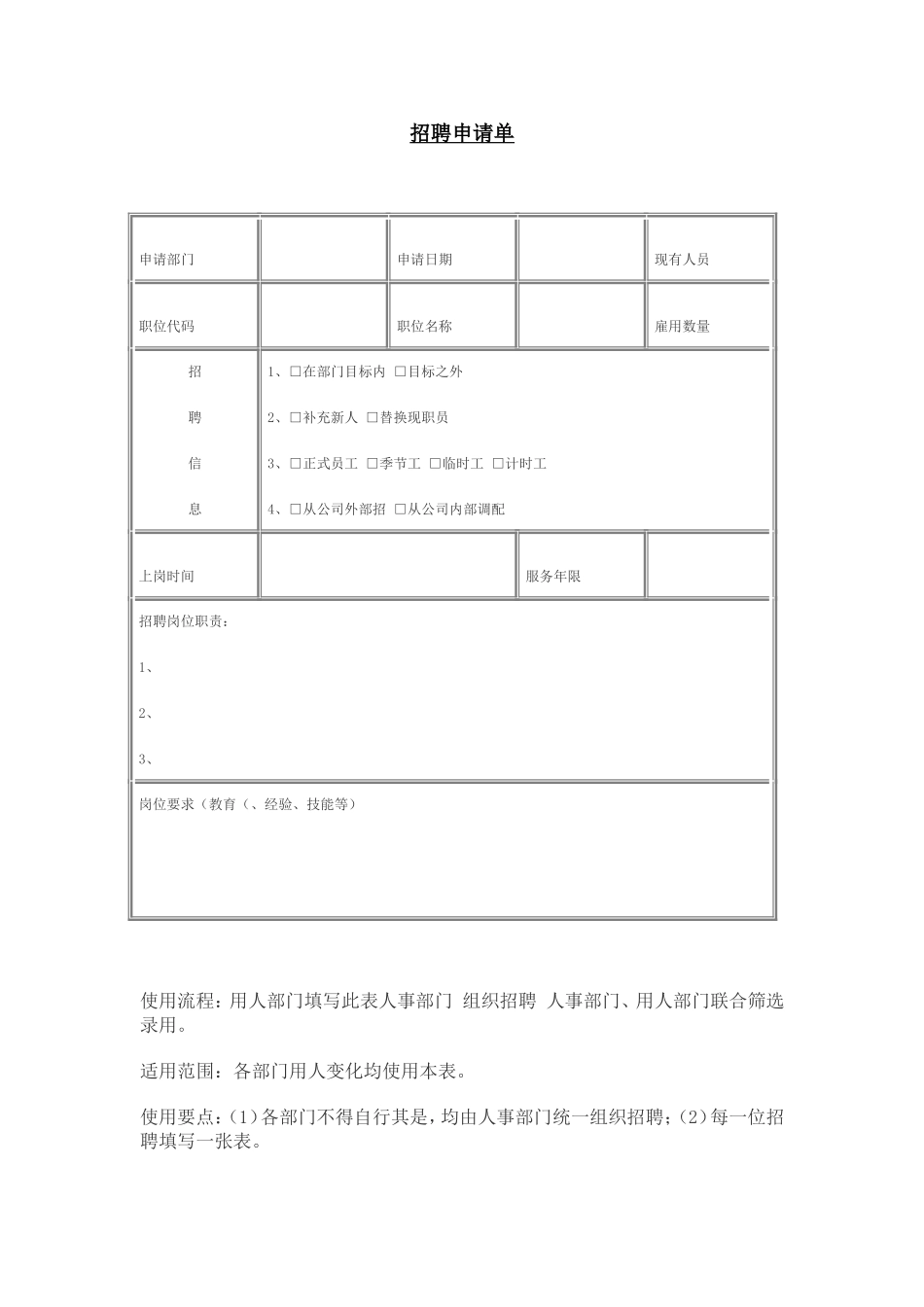 招聘申请单 (2).doc_第1页