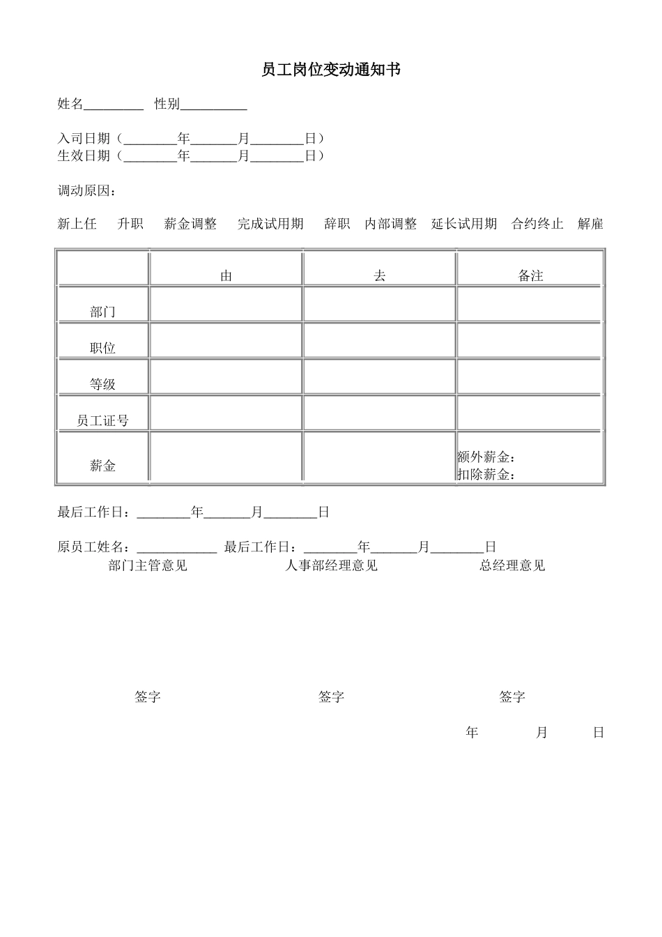 员工岗位变动通知书 (2).doc_第1页