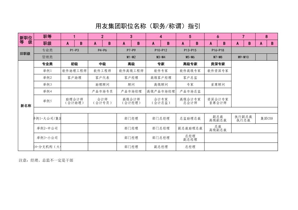 【案例】用友员工职位职级体系表(V1.0-草案).xls_第2页