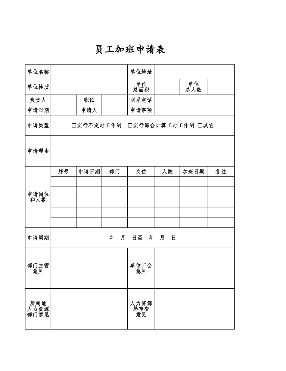 加班调休15员工加班申请表.xlsx_第1页