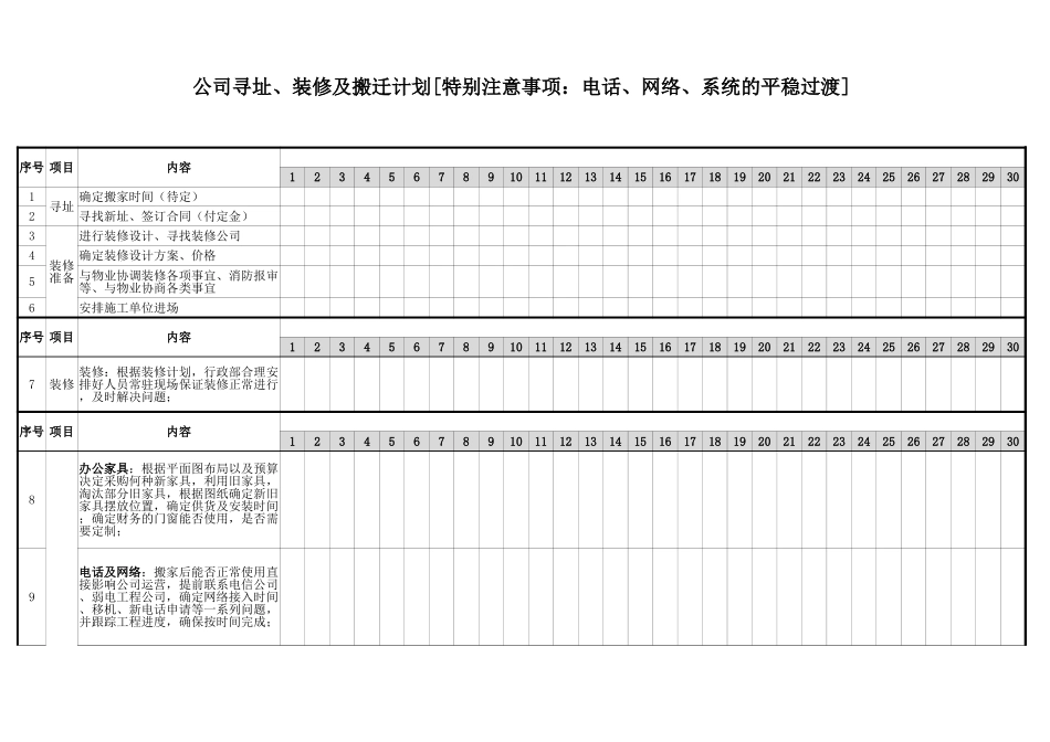 【搬迁管理】公司搬迁整体计划时间表 (2).xlsx_第1页