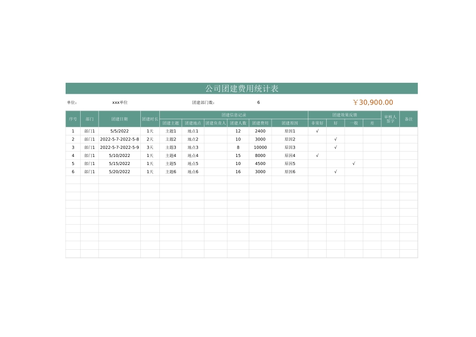 【全年行事历】公司团建费用统计表 (2).xlsx_第1页