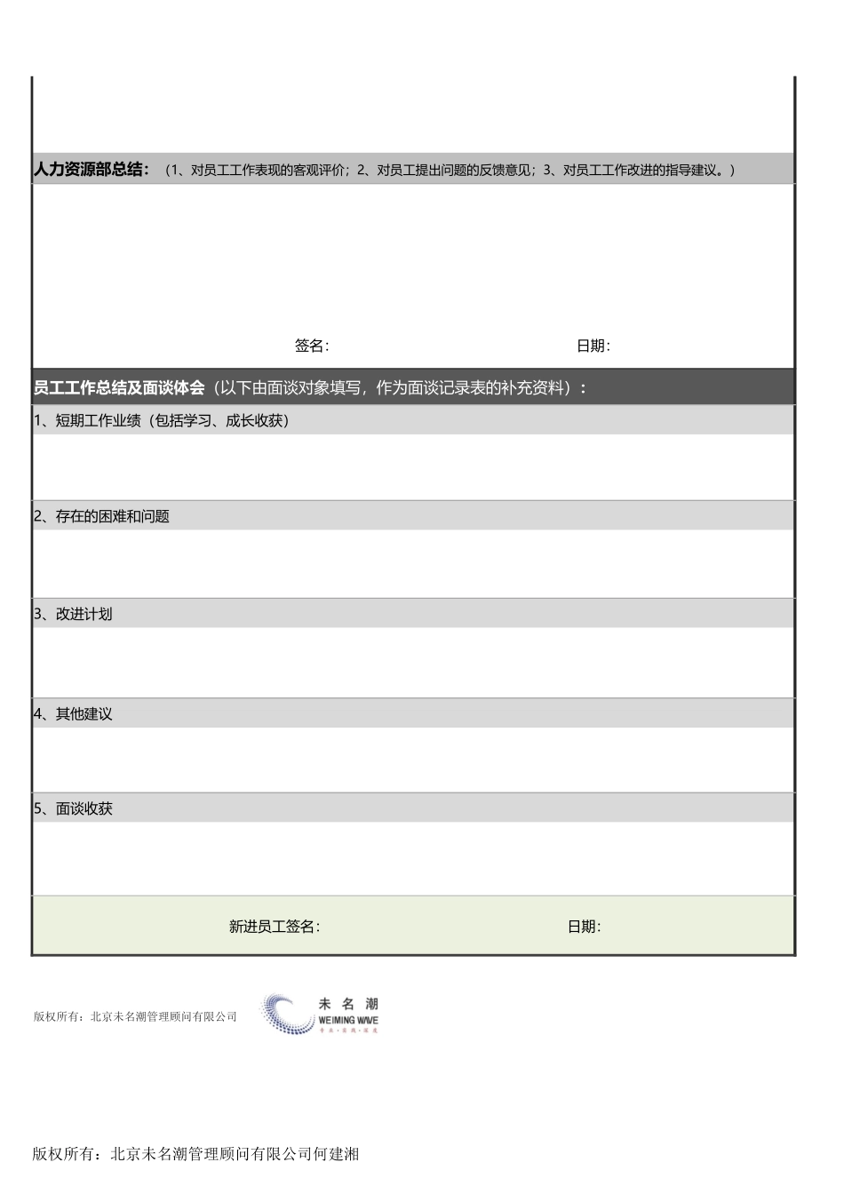 【人力资源管理工具】员工转正面谈记录表.xlsx_第2页