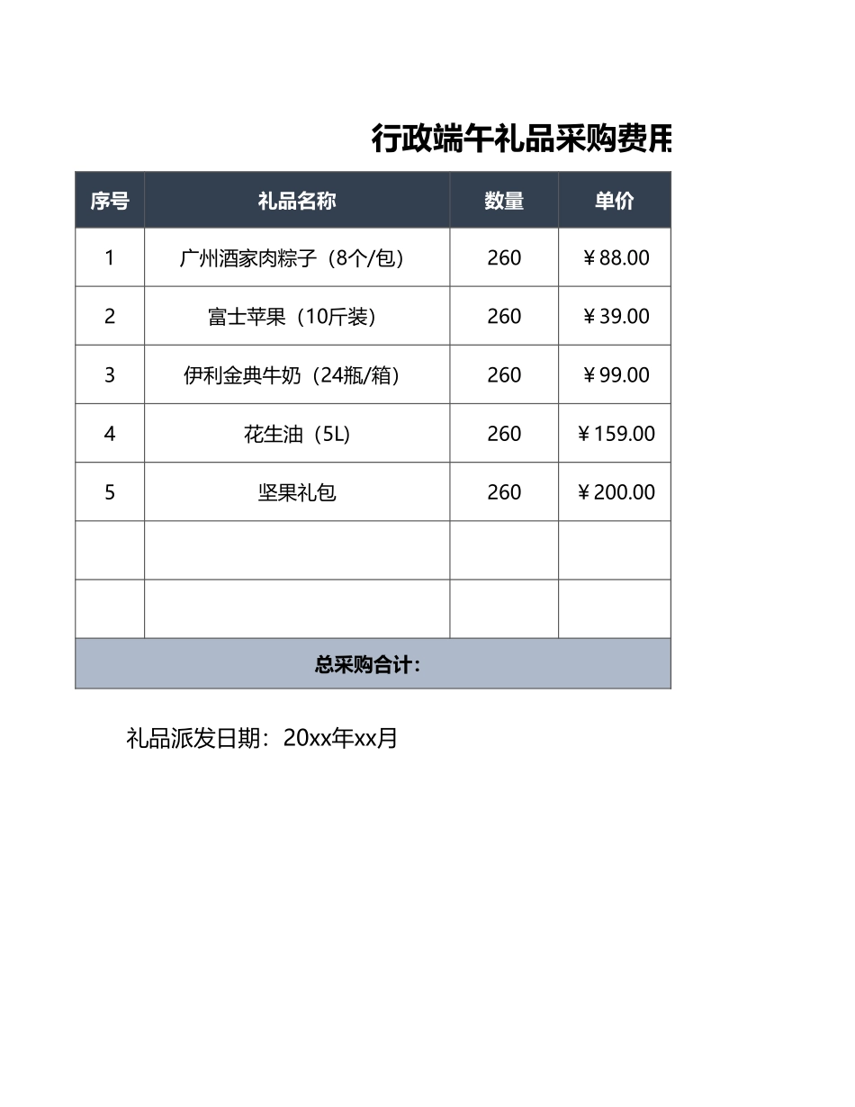 02-【管理表格】-02-行政礼品采购费用表 (2).xlsx_第1页