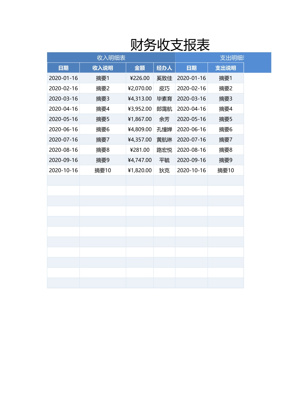 02-【管理表格】-05 -财务收支报表 (2).xlsx_第1页