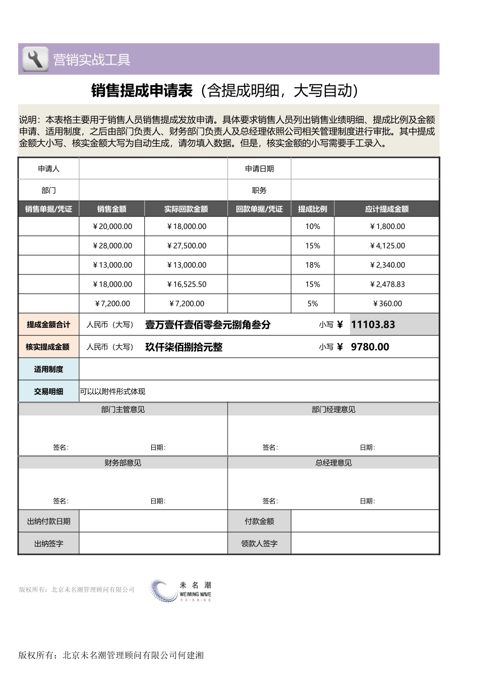 01-【提成表格】-14-销售提成申请表 (2).xlsx_第1页