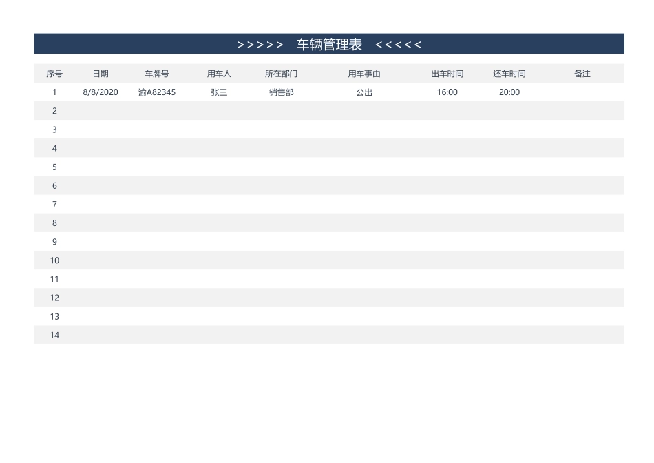 03-【管理表格】-10-车辆管理表（用车登记） (2).xlsx_第1页