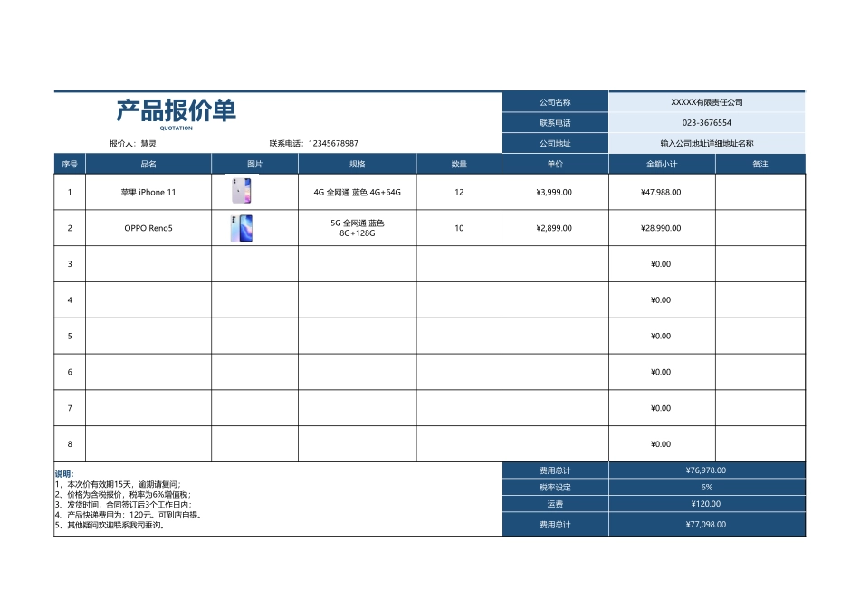 06 -电子产品报价单明细表 (2).xlsx_第1页