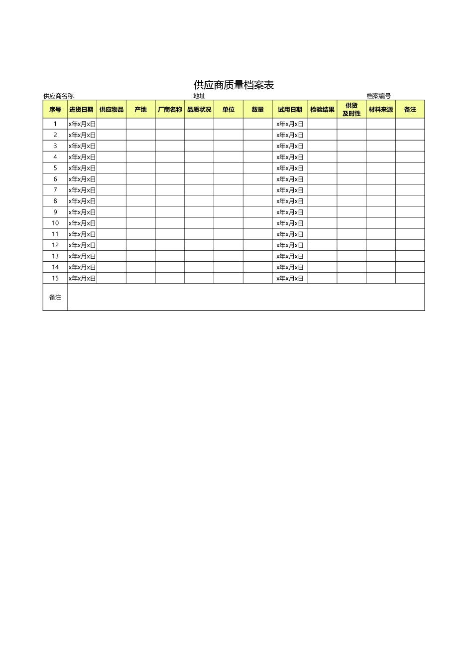 06 -供应商质量档案表 (2).xlsx_第1页