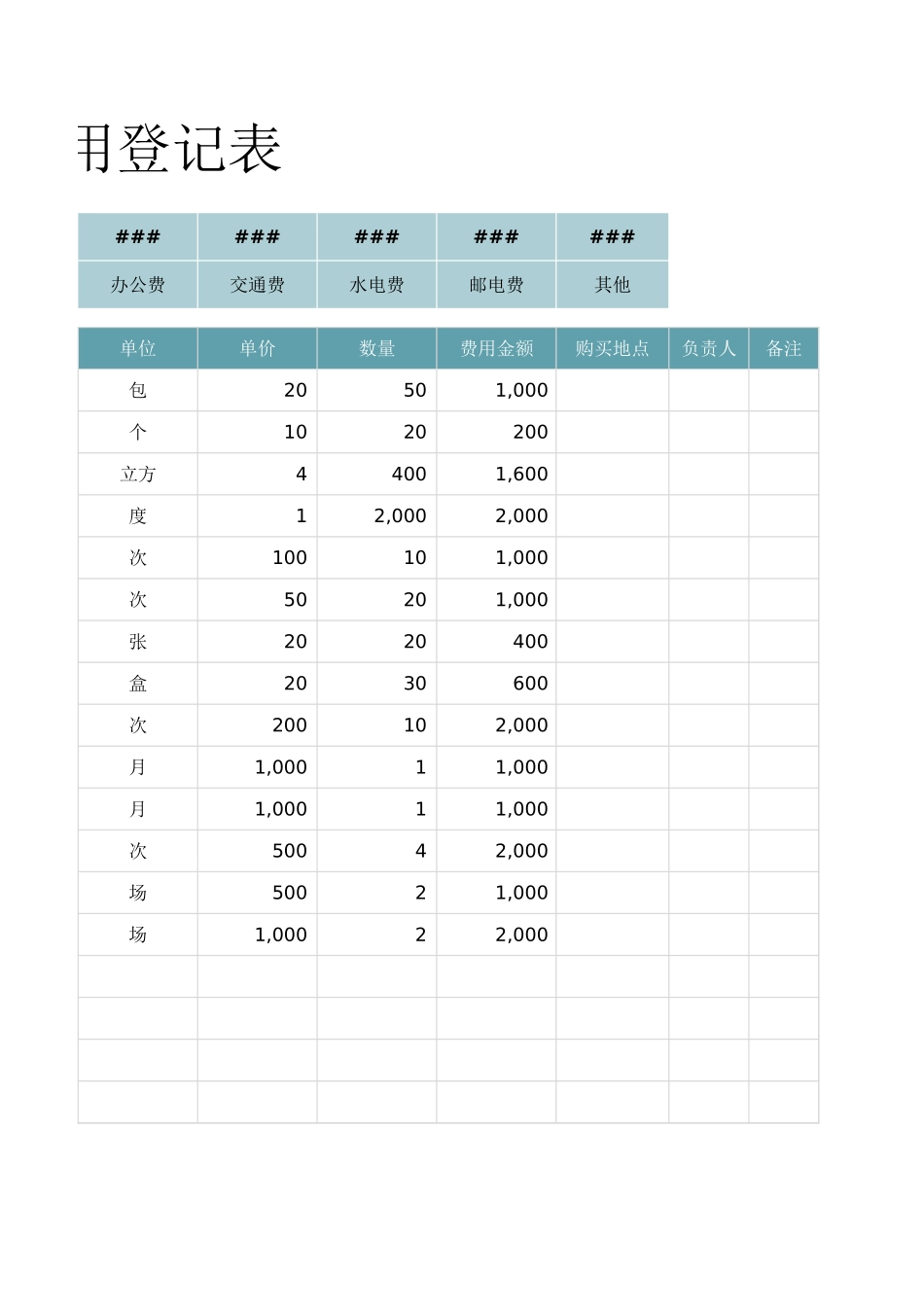 08-【行政费用】-05-行政费用登记表.xlsx_第2页