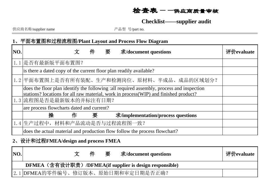 09 -供应商质量审核检查表.xlsx (2).xls_第1页