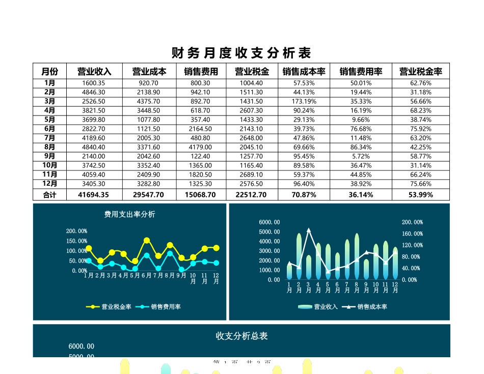 11财务月度收支分析表-图表分析 (2).xls_第1页