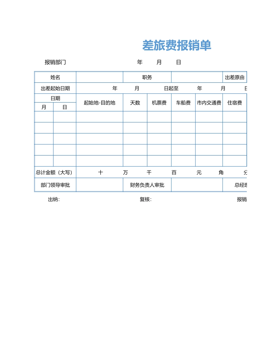 04-【差旅管理】-04-差旅费报销单（自动计算）.xlsx_第1页