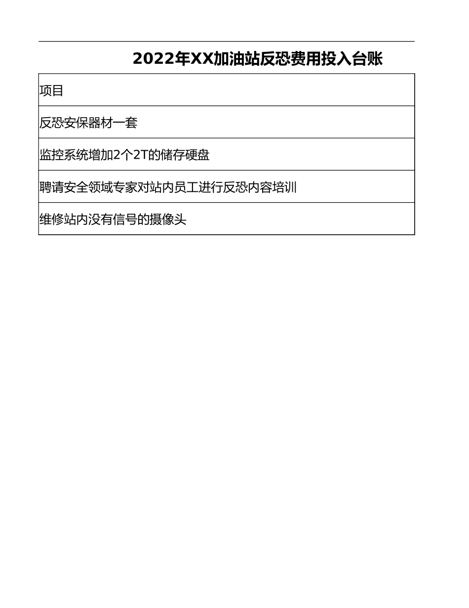17 -2022年XX加油站反恐费用投入台账.xlsx_第2页