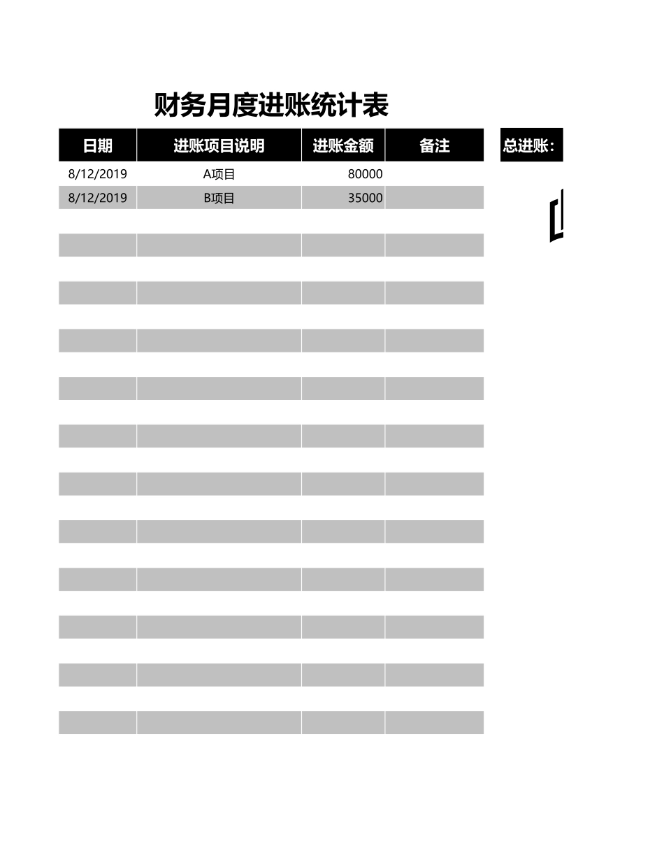 12财务月度进账统计表 (2).xls_第1页