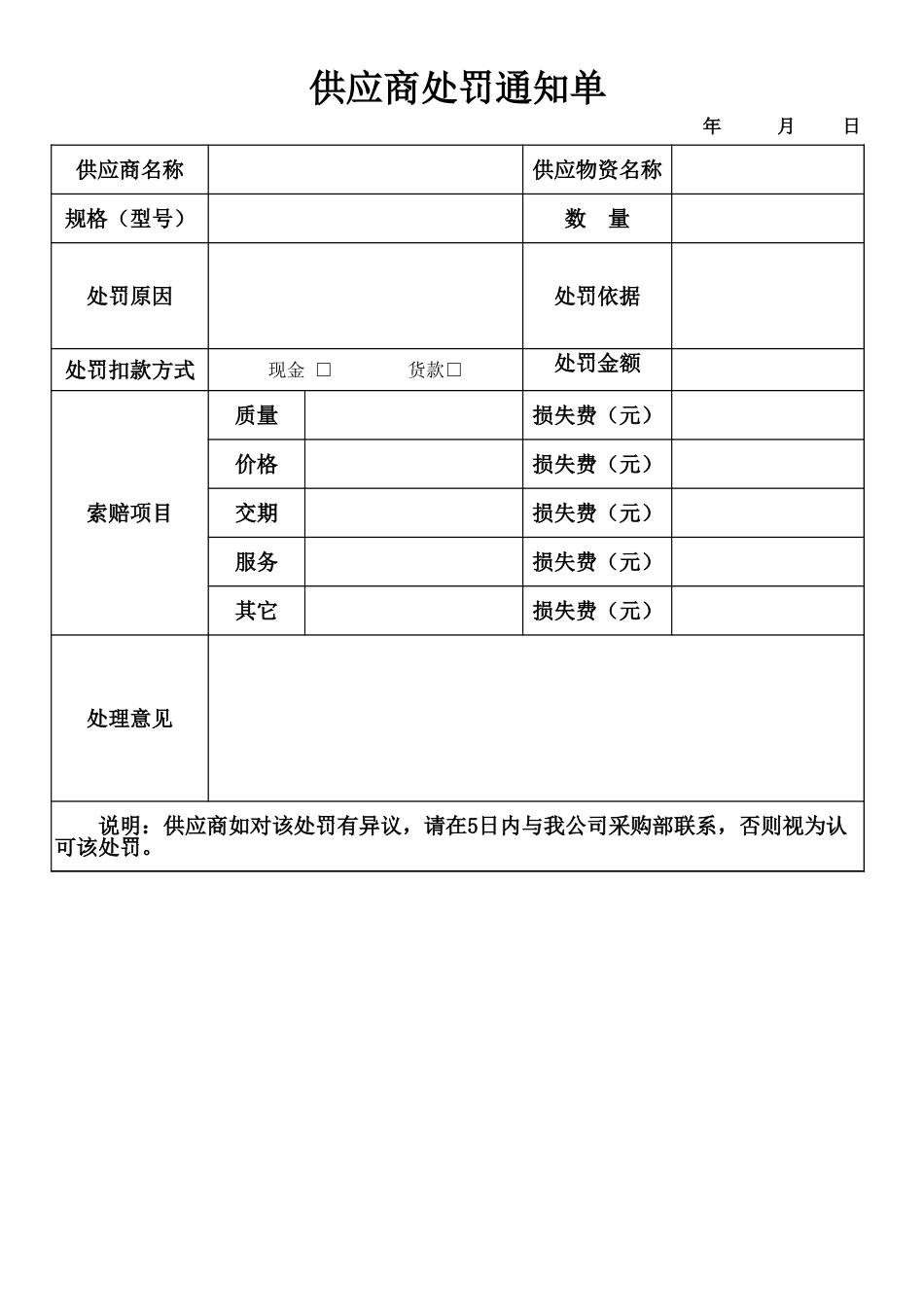 41-供应商处罚通知单.xlsx (2).xls_第1页