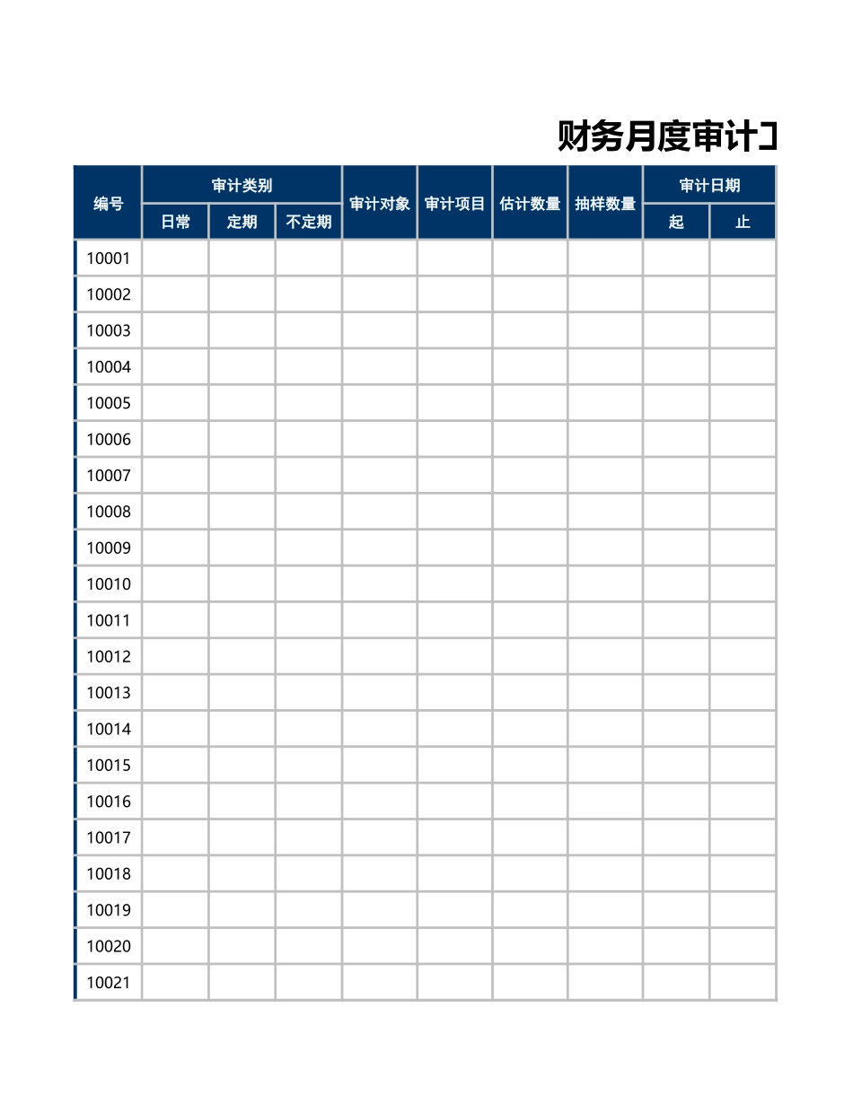 39财务月度审计工作计划表 (2).xls_第1页