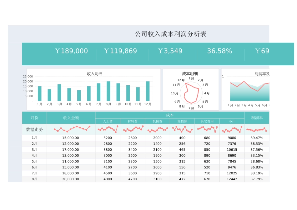 61公司收入成本利润分析表.xlsx_第1页