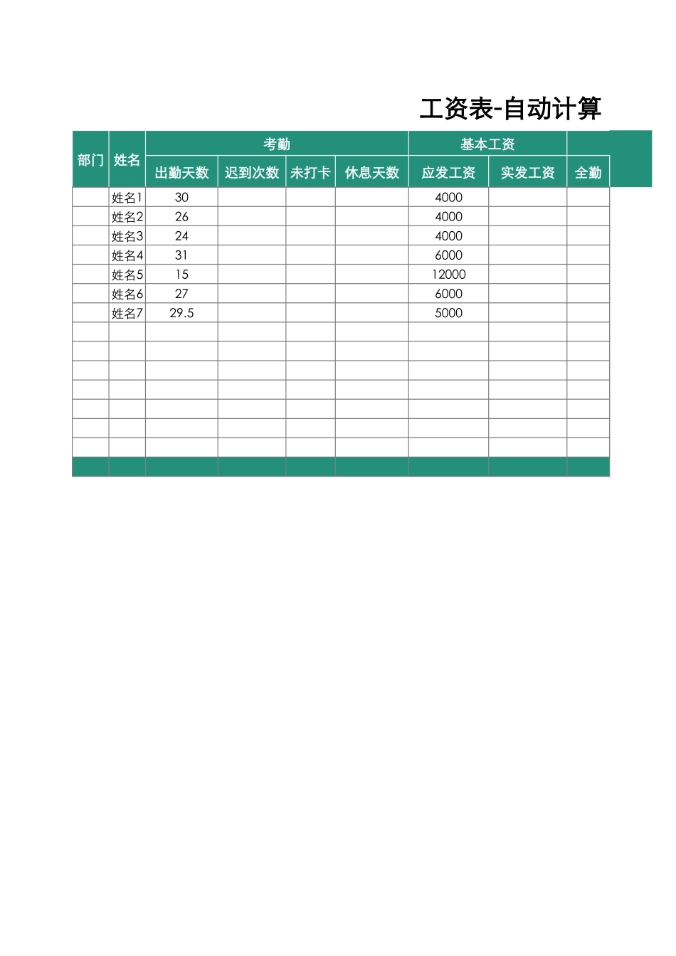 206工资表-自动计算.xlsx_第1页