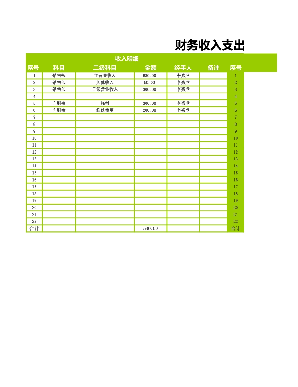 64财务收入支出明细表-自动计算.xls_第1页