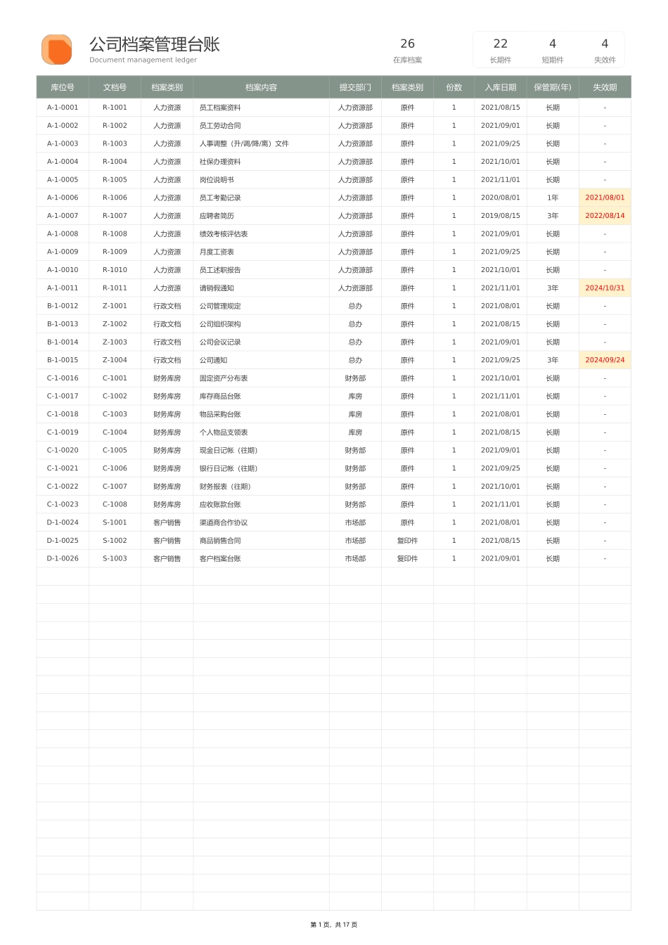 352公司档案管理明细表.xlsx_第1页