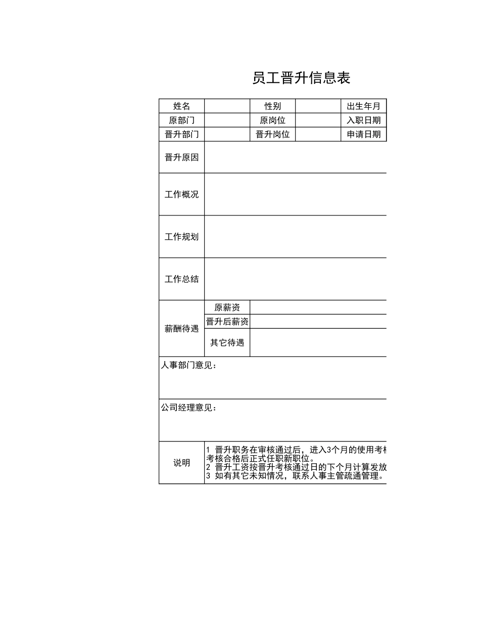 223行政人事部员工晋升信息表.xls_第1页