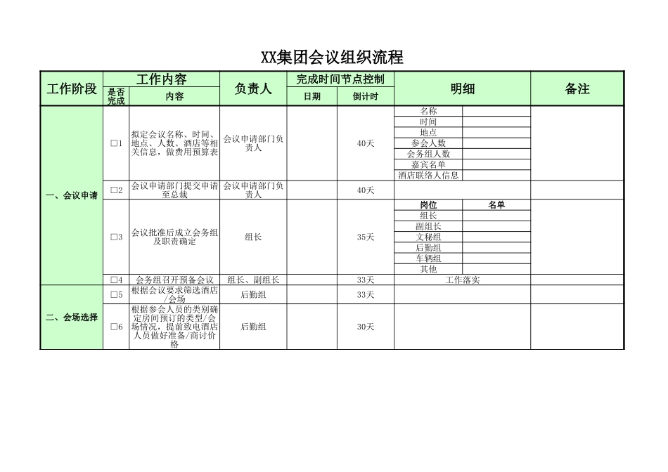 267Excel大型会议组织筹备流程表单.xlsx_第1页
