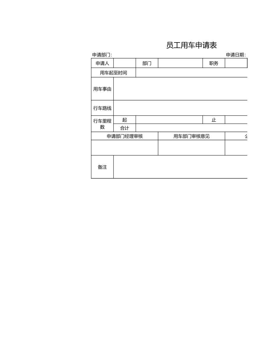 172员工用车申请表.xls_第1页