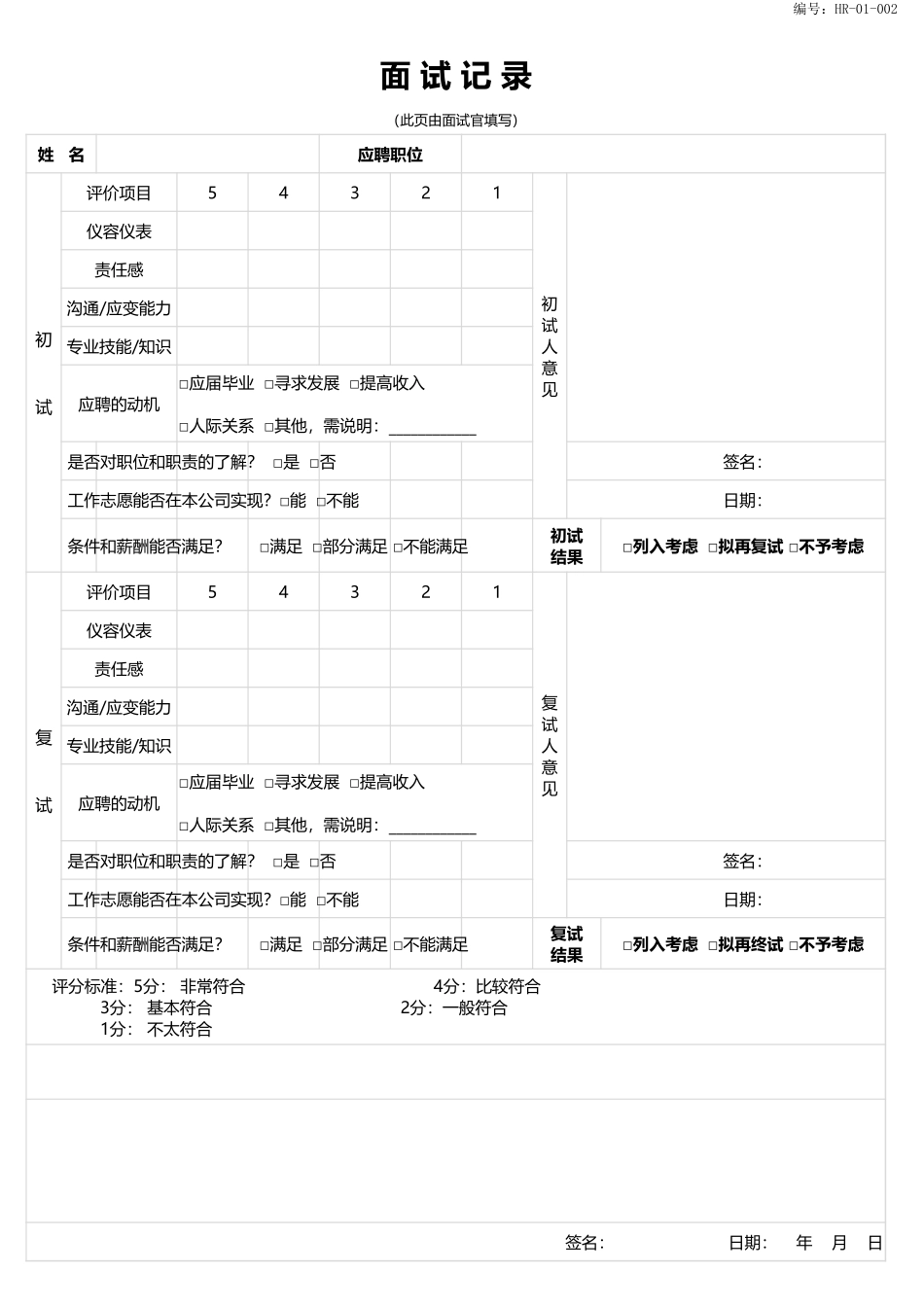 435应聘登记表+面试记录表（）.xlsx_第3页