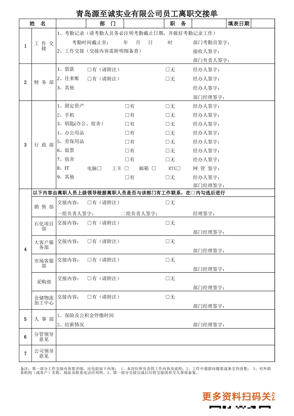48_员工离职交接单.xls_第1页
