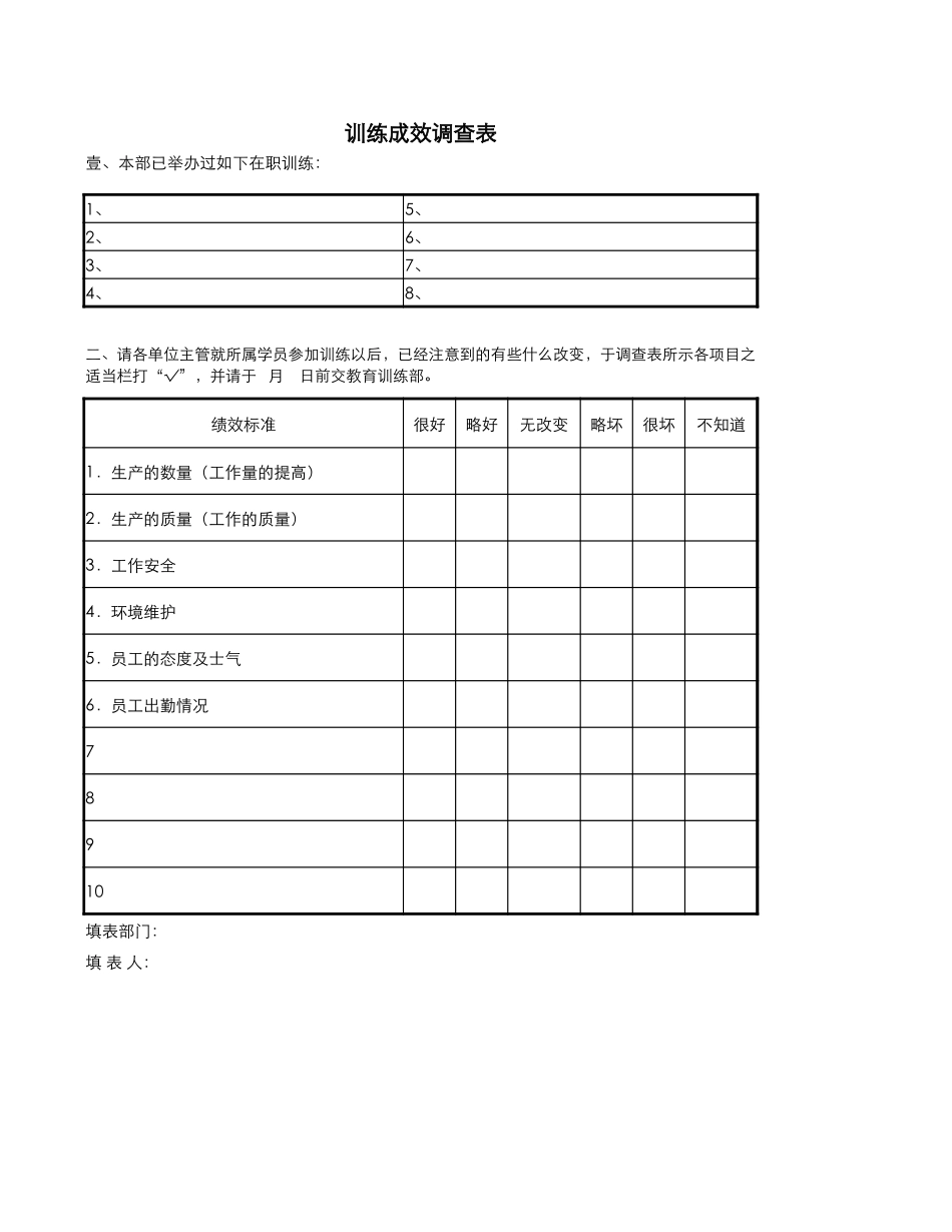 44人事行政训练成效调查表.xlsx_第1页