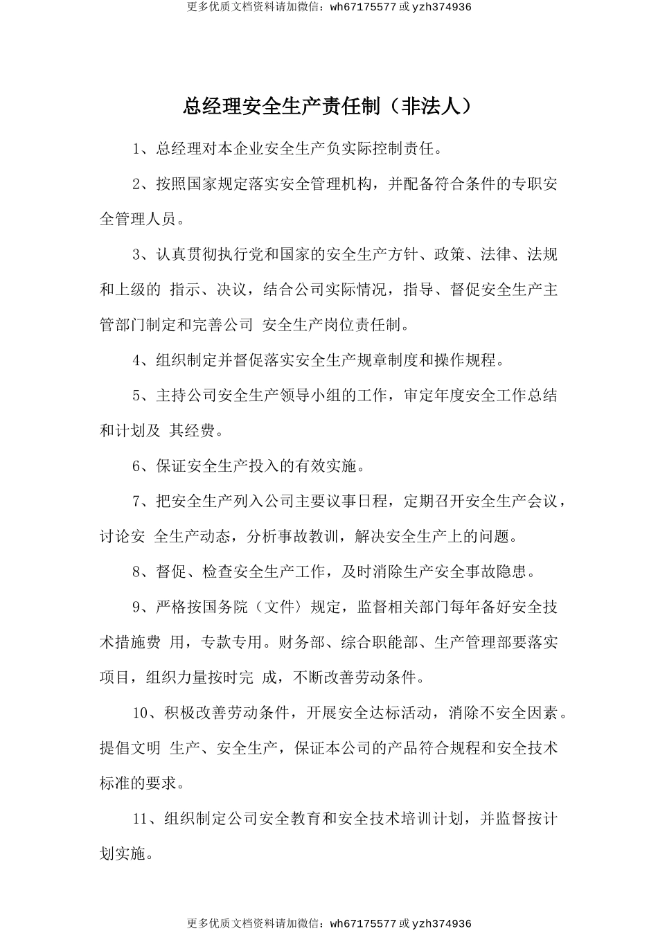 总经理安全生产责任制（非法人） (2).doc_第1页