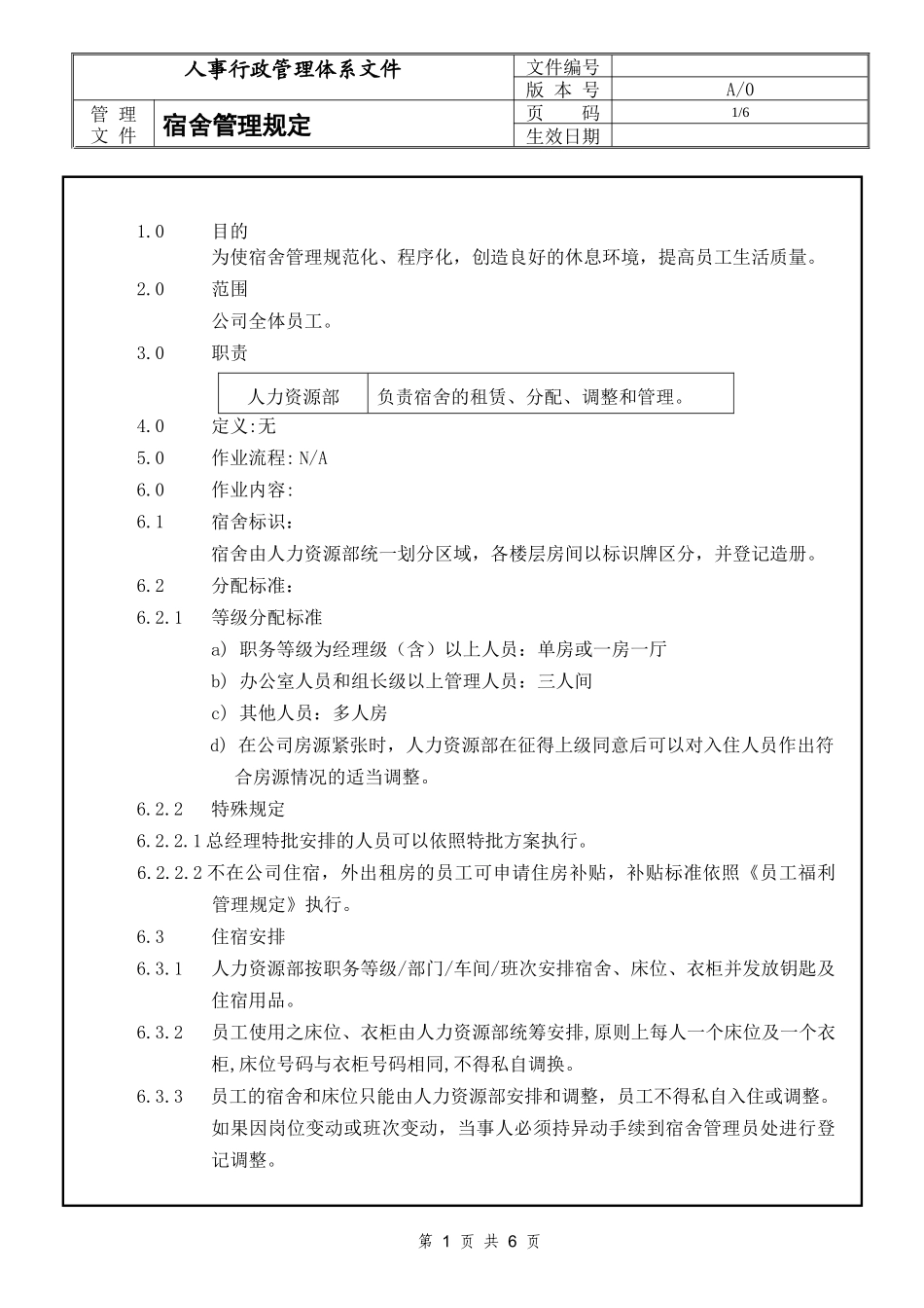 01-【管理制度】-12-工厂宿舍管理规定.docx_第1页