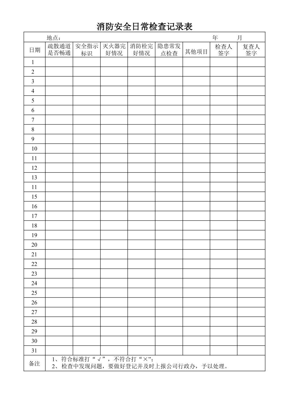 02-【管理表格】-05-消防安全日常检查记录表.docx_第1页