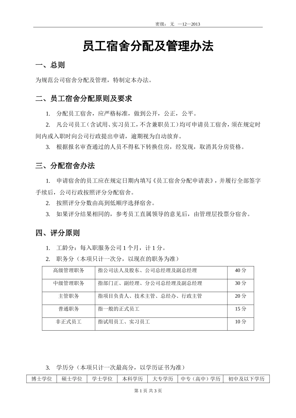 01-【管理制度】-15-员工宿舍分配及管理办法(含申请表).doc_第1页