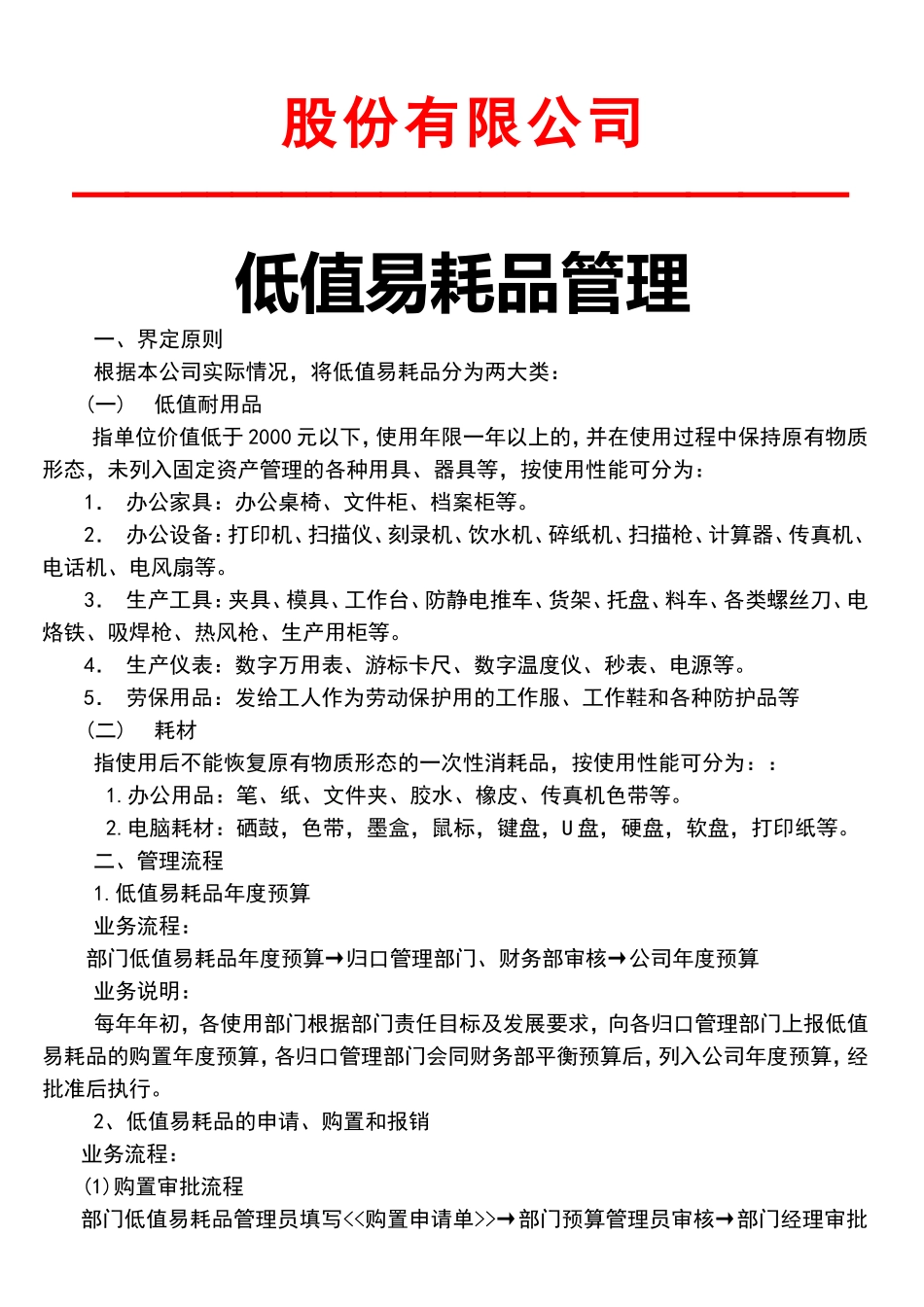 【低值消耗品】低值易耗品管理.doc_第1页