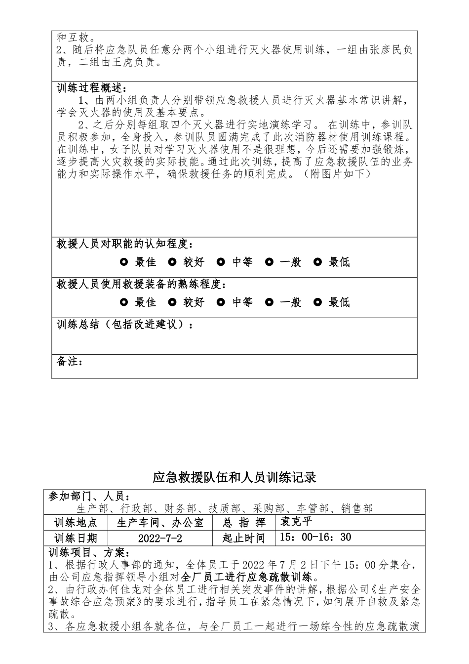 2022年应急救援队伍训练记录.doc_第2页