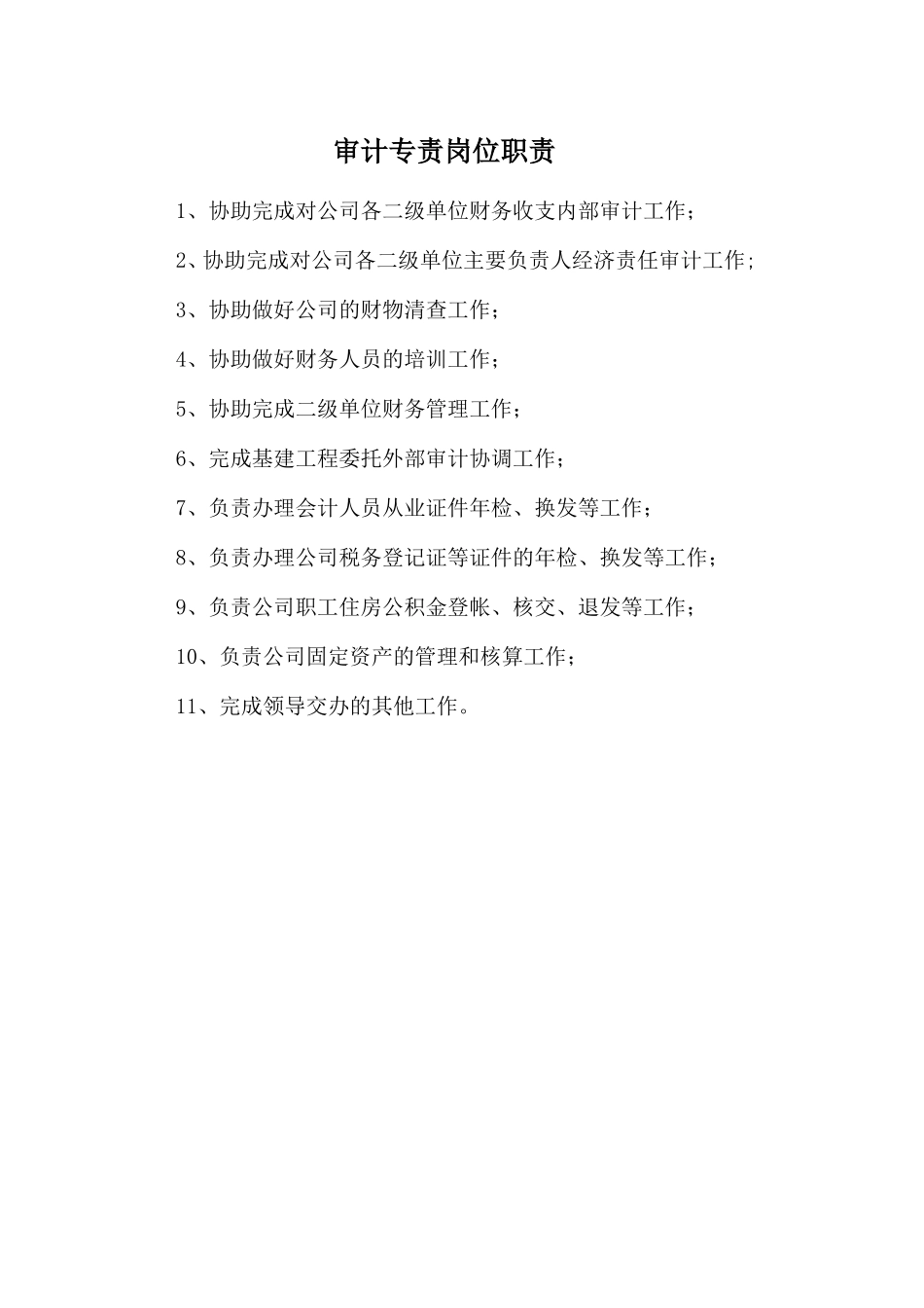 审计专责岗位职责.doc_第1页