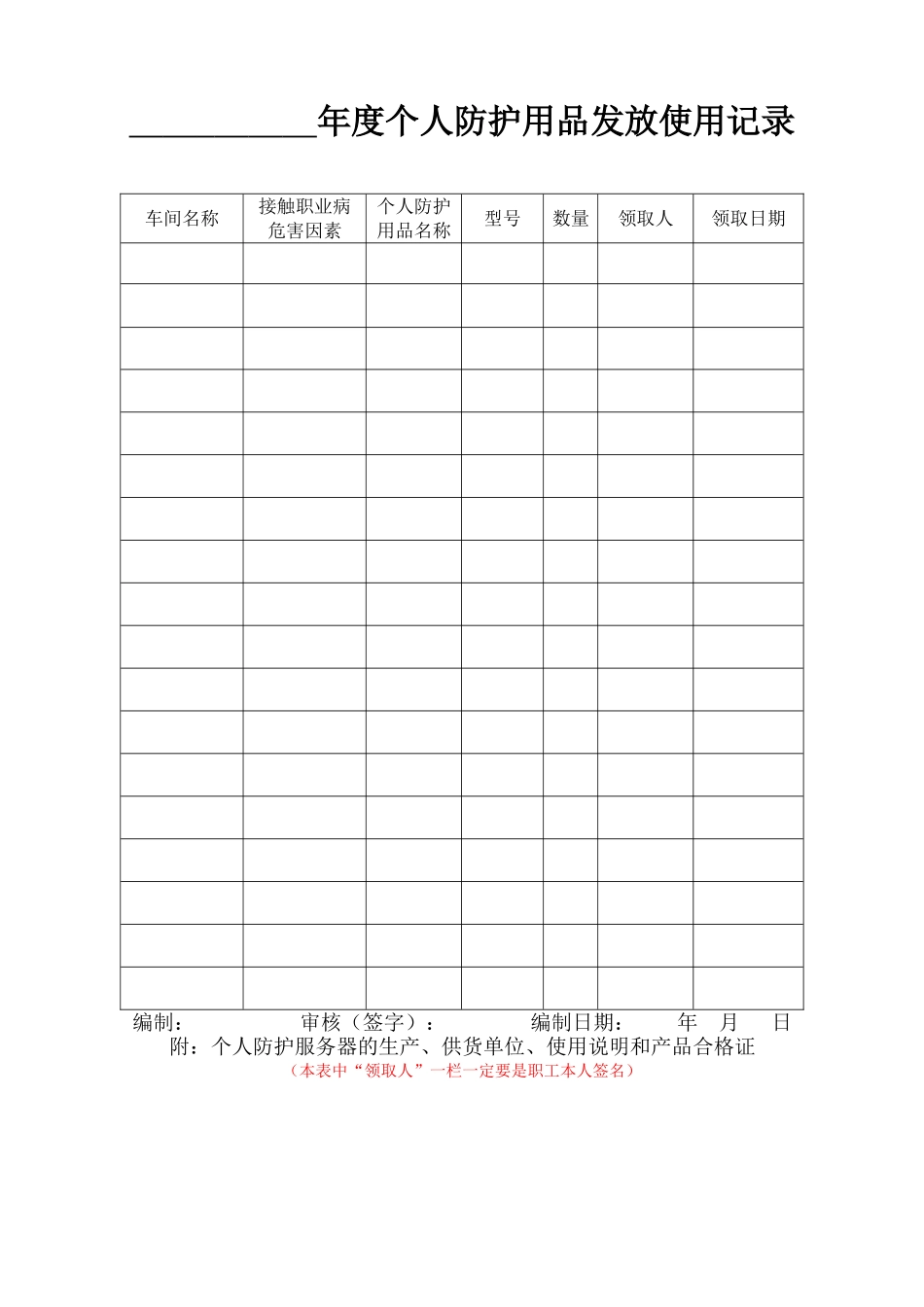 4.个人防护用品的采购计划与发放使用记录.doc_第2页