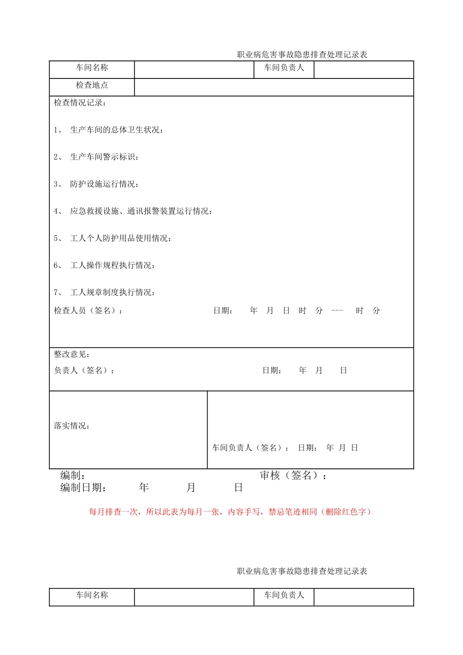 7.职业危害事故隐患排查处理记录表.doc_第1页