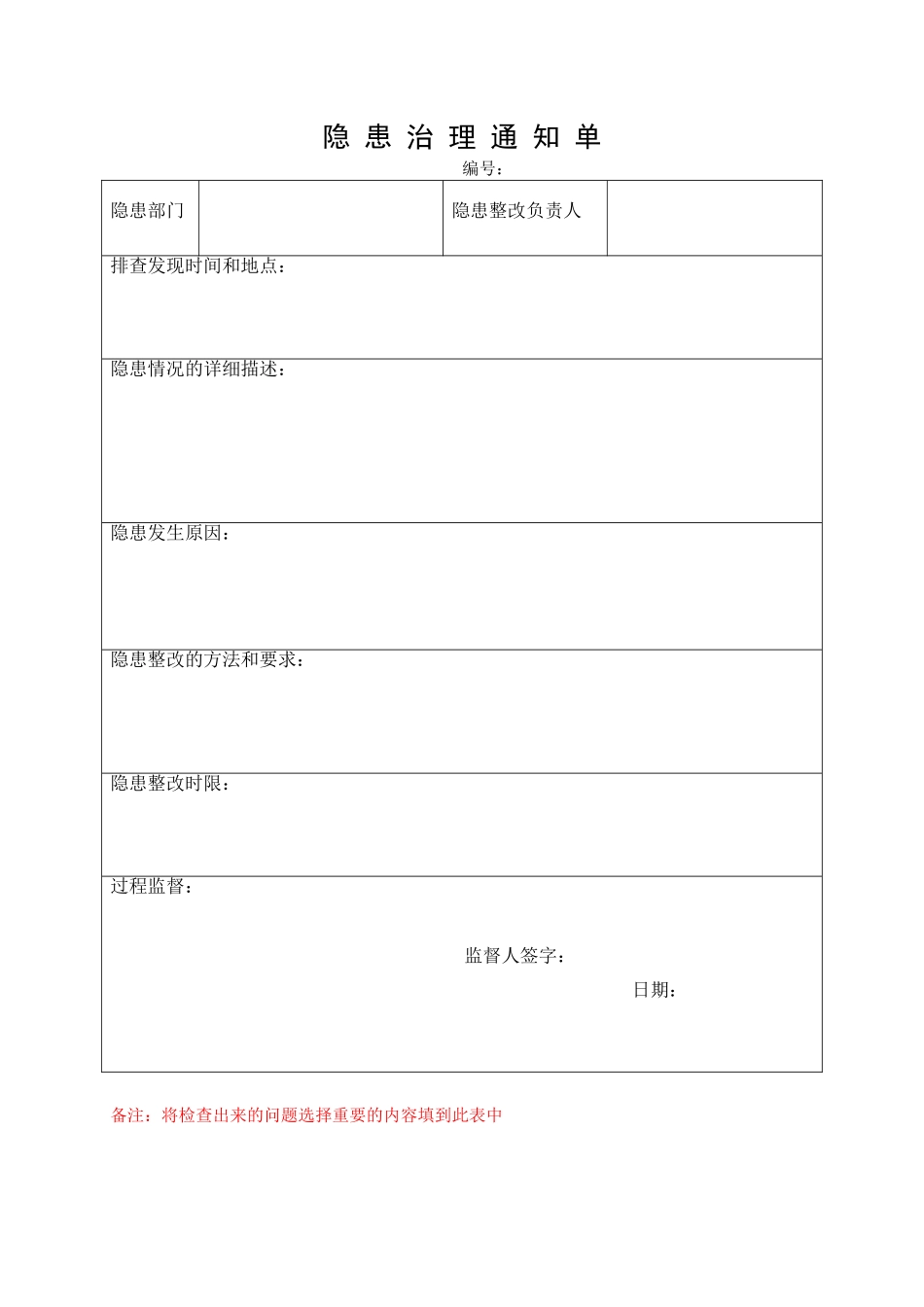 4.隐患治理通知单（必须手写签名）.doc_第1页