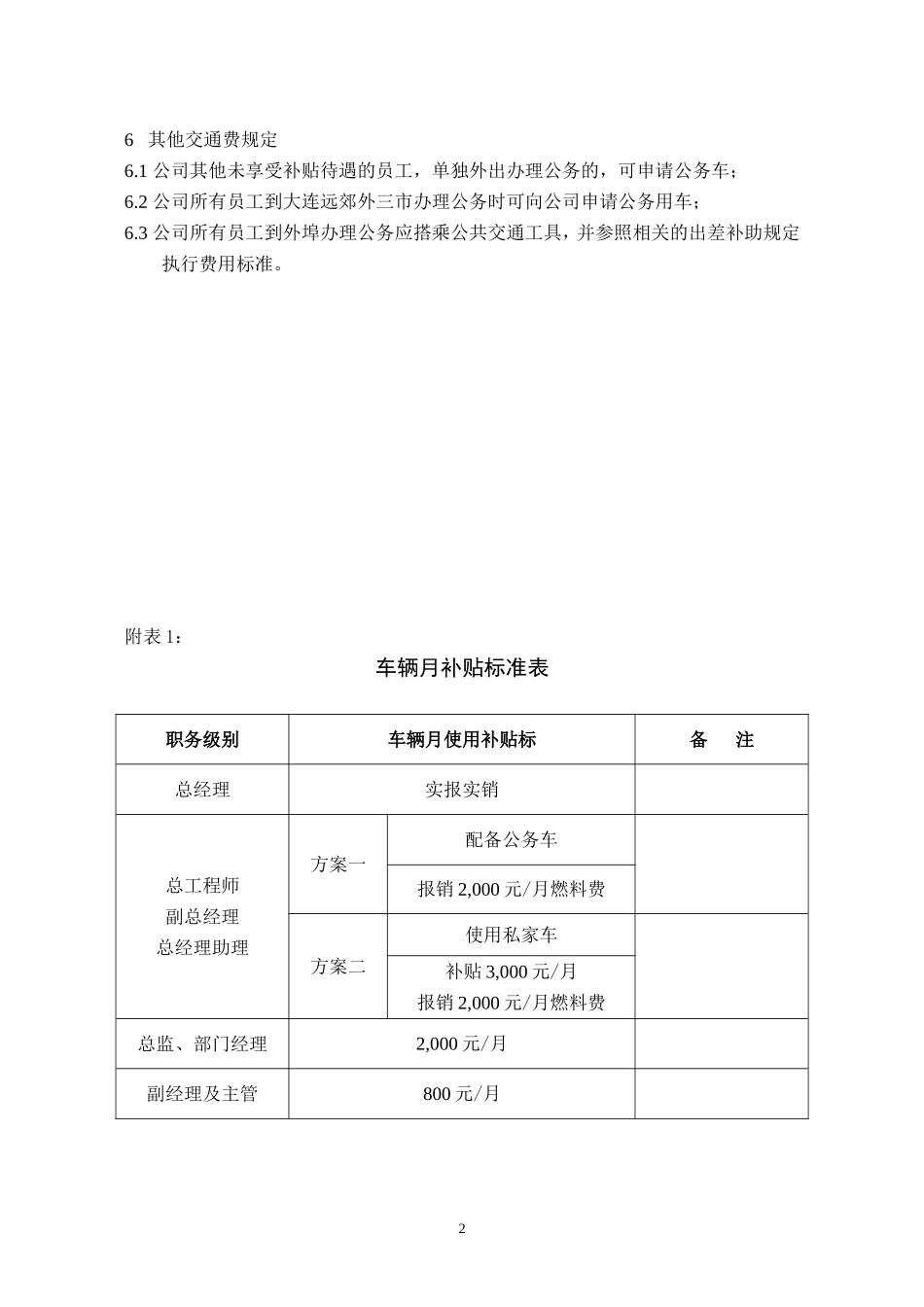 【管理制度】08-公司车辆交通费补贴管理办法.doc_第2页