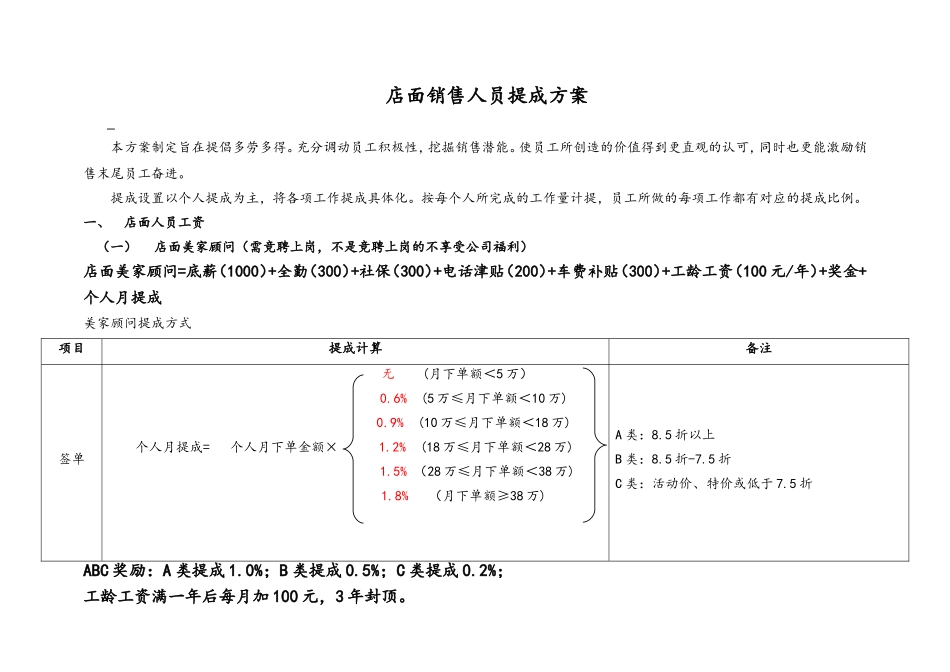 29-【实例】衣柜店面销售部提成方案.doc_第1页