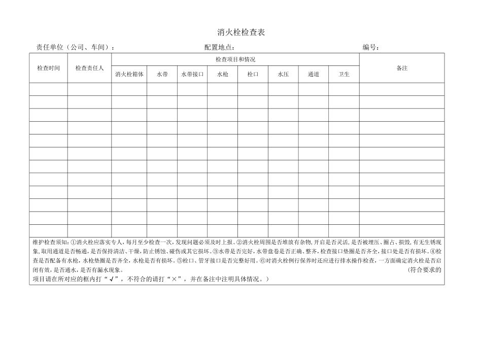 消防器材检查卡（现场使用）.doc_第1页