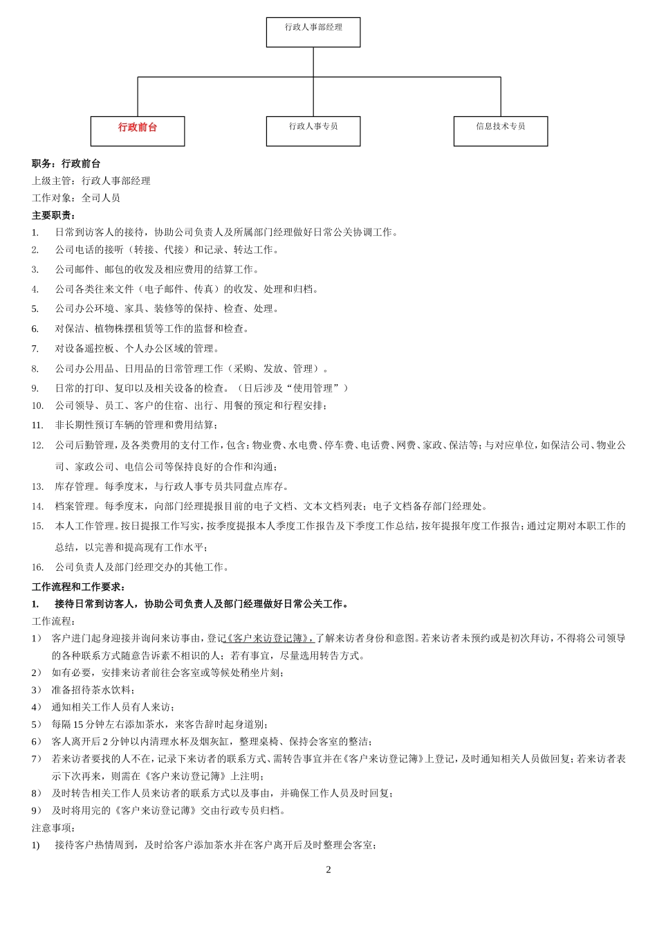 【前台手册】前台-岗位职责及工作要求.doc_第2页