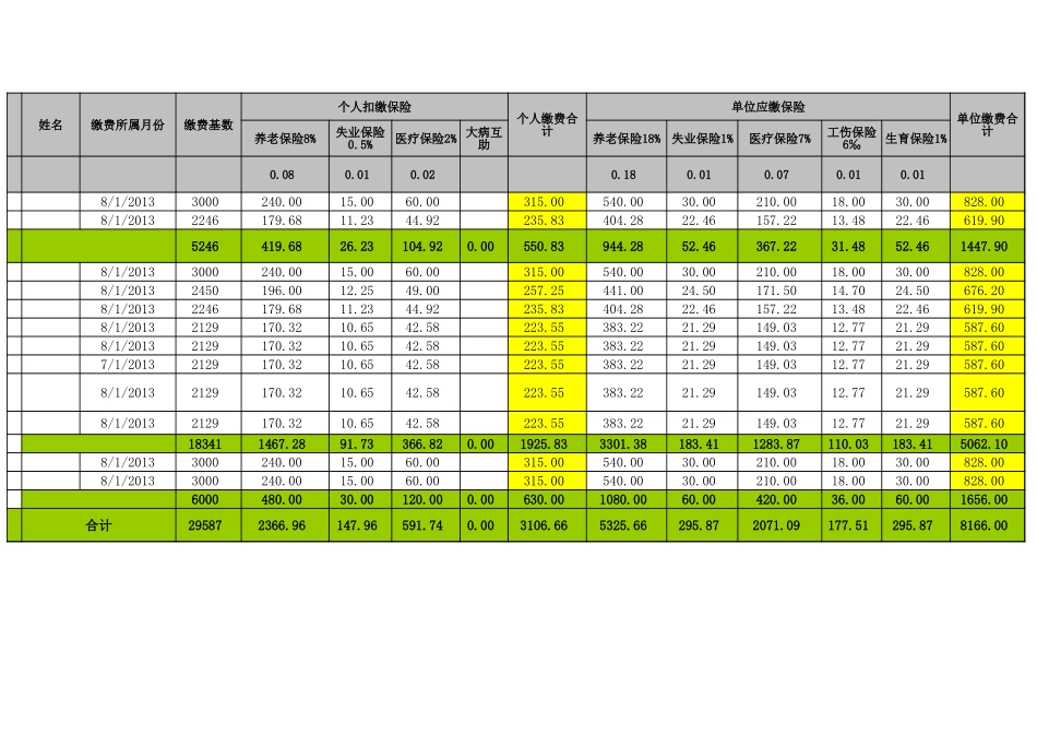 缴纳五险一金台账.xls_第1页