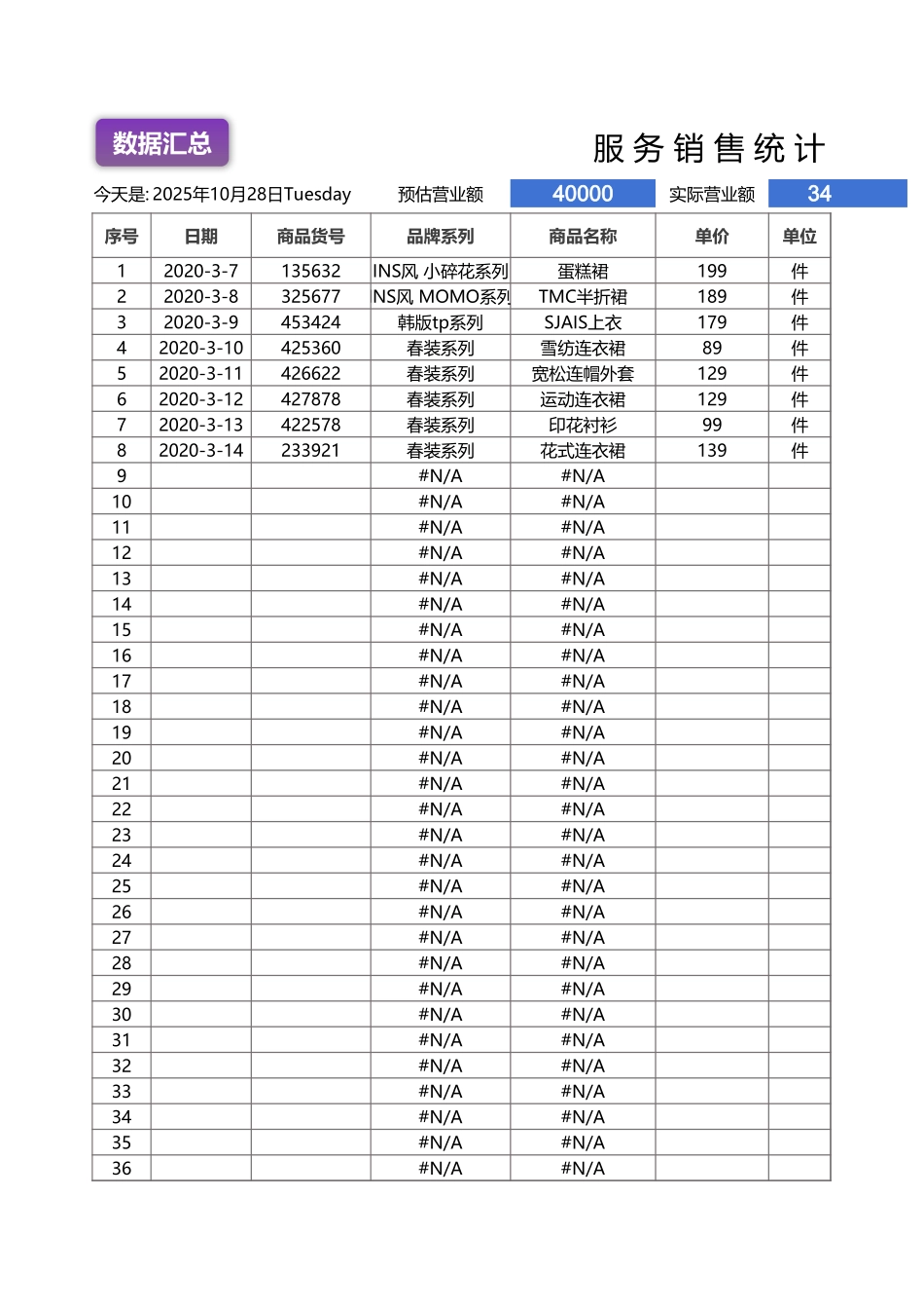 服装销售统计表（自动计算） (2).xlsx_第3页